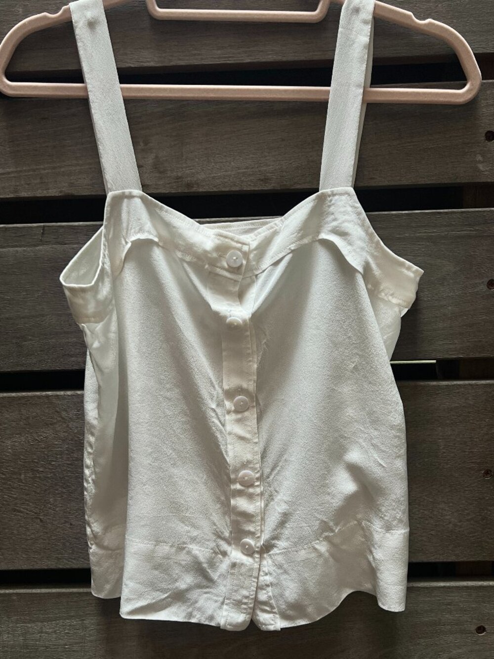 LILYSILK Ivory 100% Mulberry Silk White Button Front Sleeveless Cami Blouse XS - Picture 2 of 5